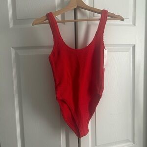 Victoria's Secret Red Crinkle One Piece Swimsuit